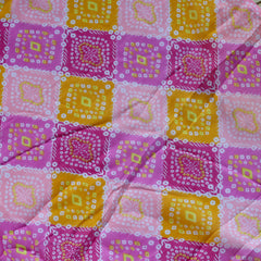 Roto Printed Fabrics Pink & Yellow & White