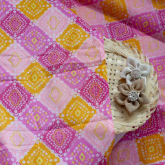 Roto Printed Fabrics Pink & Yellow & White