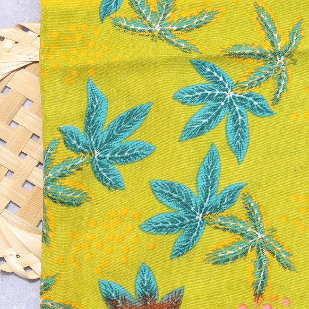 Roto Printed Fabrics Yellow, Turquoise, Orange, Pink Color