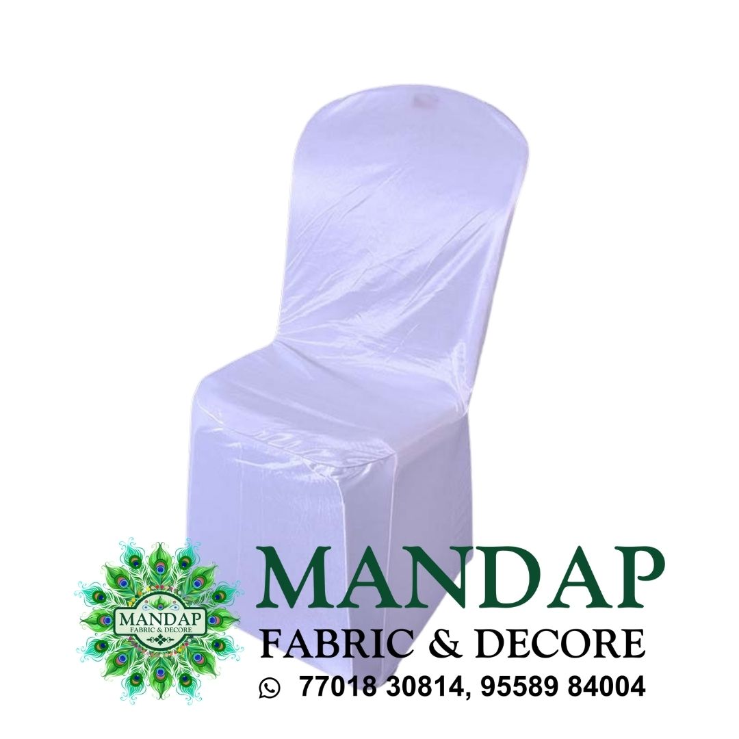 Chair Cover Single Color Design (CC- 86) - Super White Plain Premium Fabric
