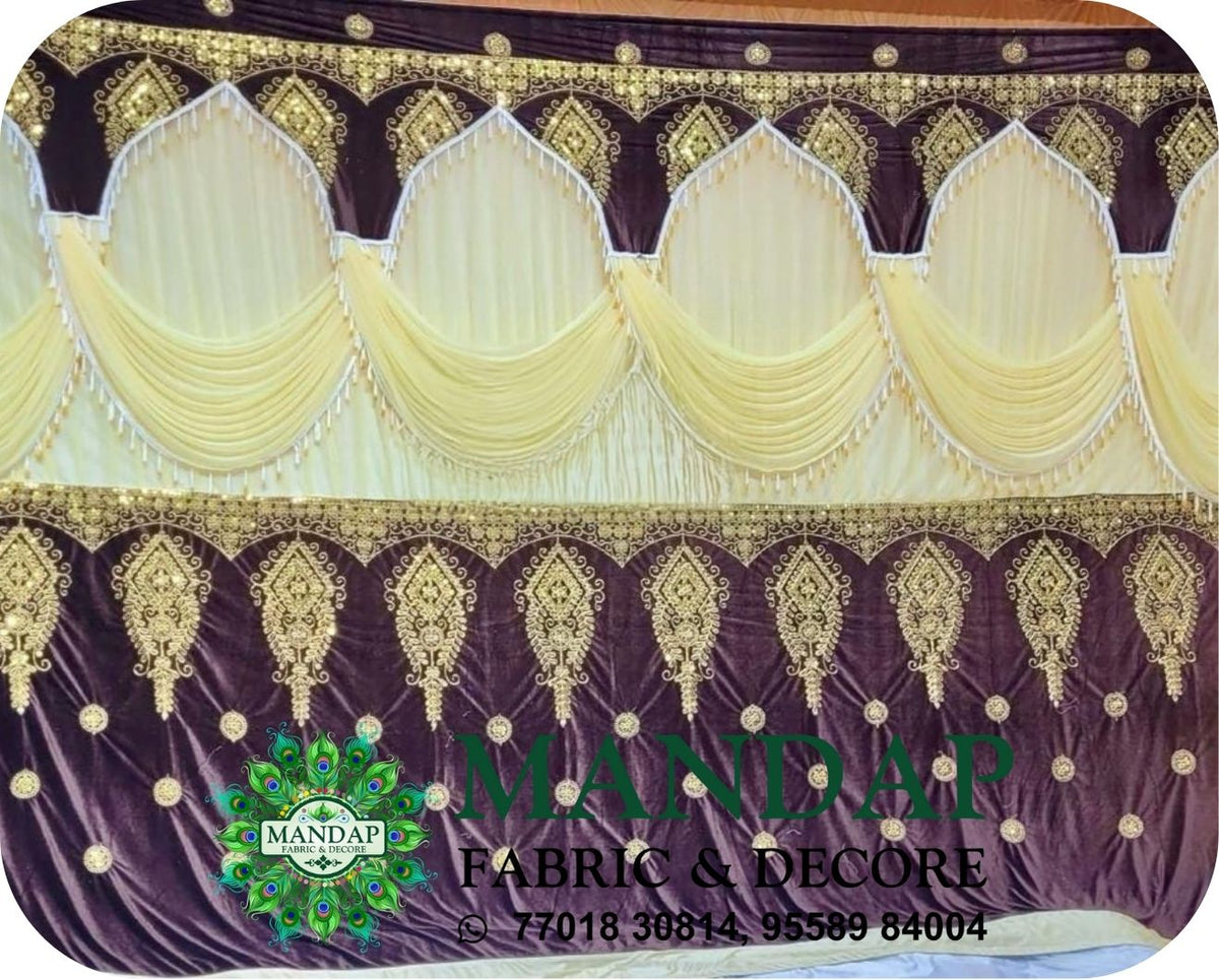 Mandap Sidewall Parda Fabric Design No.- (MSW -214) Made Of Velvet And Bright Lycra - Customization Available