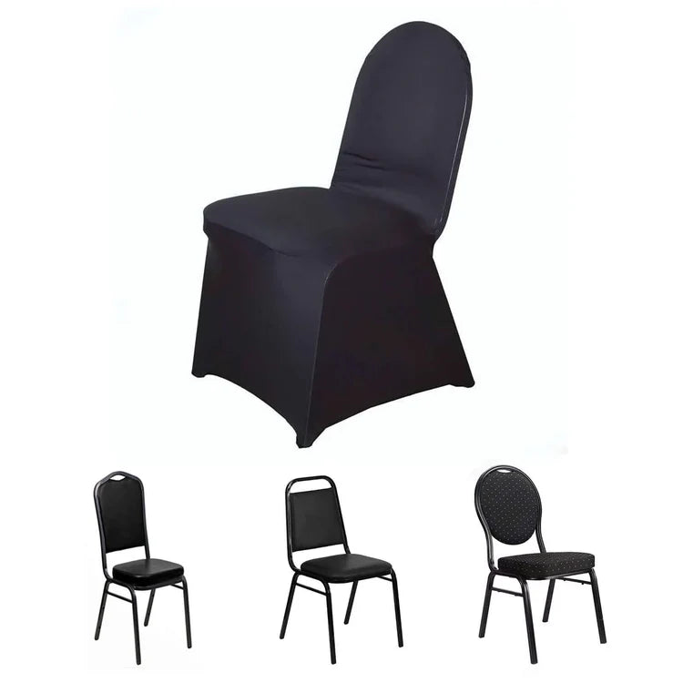 Spandex 4 Way Fabric Chair Cover Design (SCC- 60) - Black Color Stretch Fabric 180 GSM