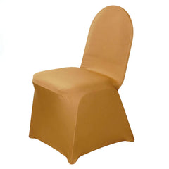 Spandex 4 Way Fabric Chair Cover Design (SCC- 36) - Sona Gold Color Stretch Fabric 180 GSM