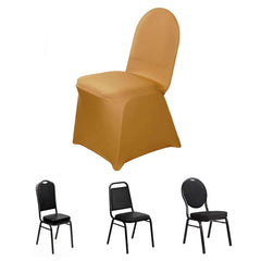 Spandex 4 Way Fabric Chair Cover Design (SCC- 36) - Sona Gold Color Stretch Fabric 180 GSM