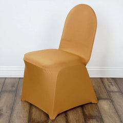 Spandex 4 Way Fabric Chair Cover Design (SCC- 36) - Sona Gold Color Stretch Fabric 180 GSM