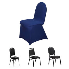 Spandex 4 Way Fabric Chair Cover Design (SCC- 48) - Navy Blue Color Stretch Fabric 180 GSM