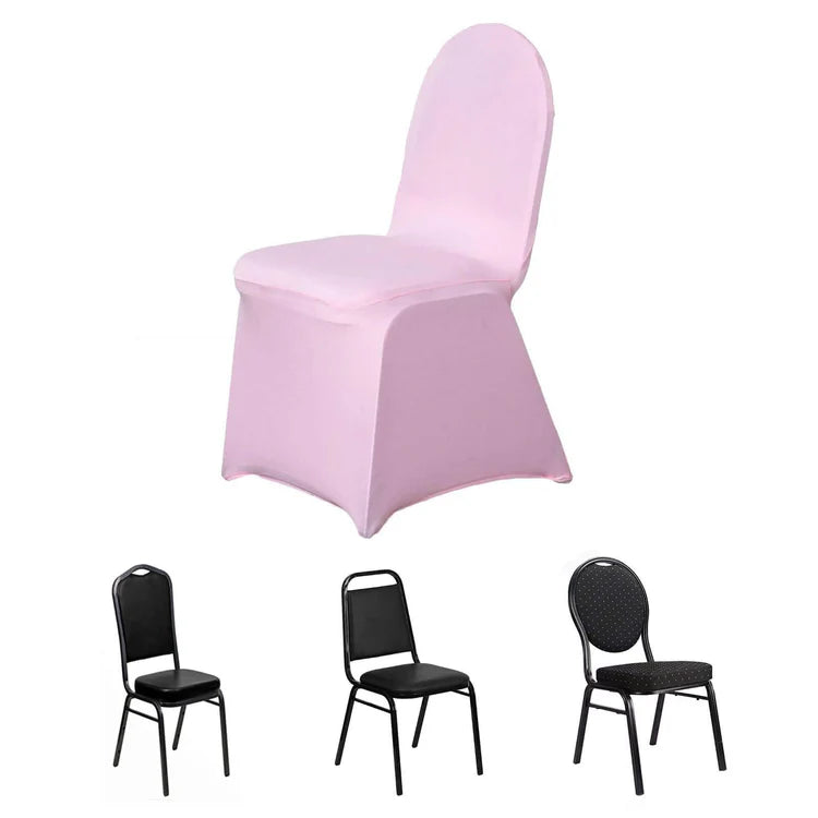 Spandex 4 Way Fabric Chair Cover Design (SCC- 14) - Baby Pink Color Stretch Fabric 180 GSM