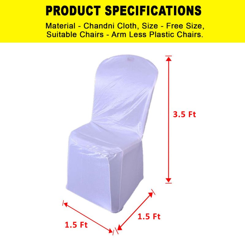 Chair Cover Single Color Design (CC- 86) - Super White Plain Premium Fabric