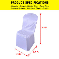 Chair Cover Single Color Design (CC- 86) - Super White Plain Premium Fabric