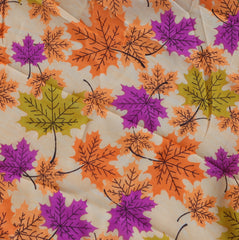 Roto Printed Fabrics Cream, orange, purple, green Color