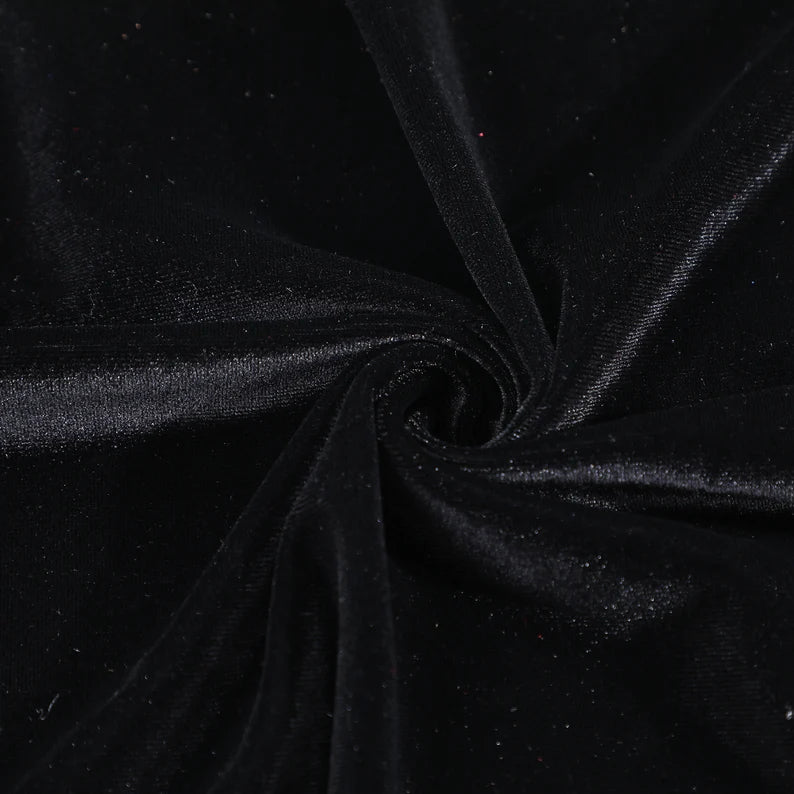 Plain Velvet Fabric Midnight Black Color (SV-20) 60 Inch Width