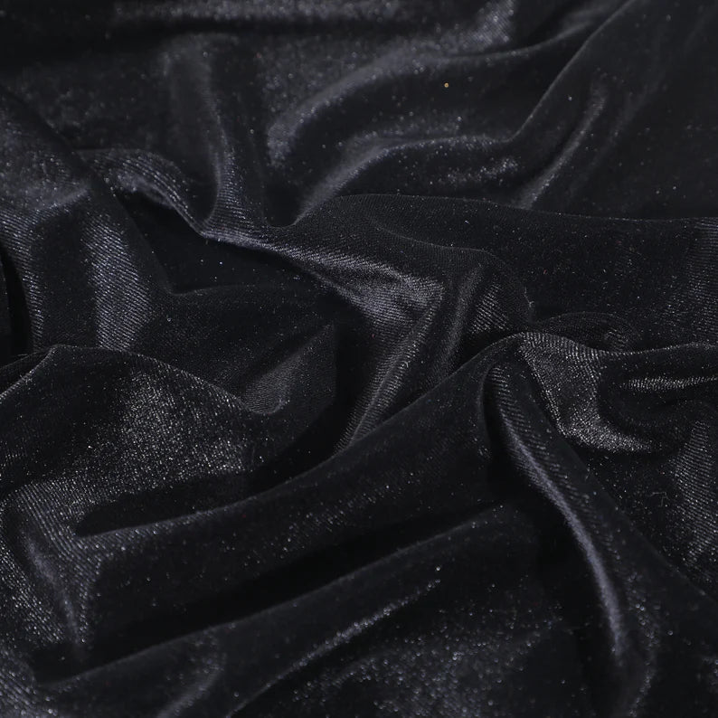 Plain Velvet Fabric Midnight Black Color (SV-20) 60 Inch Width