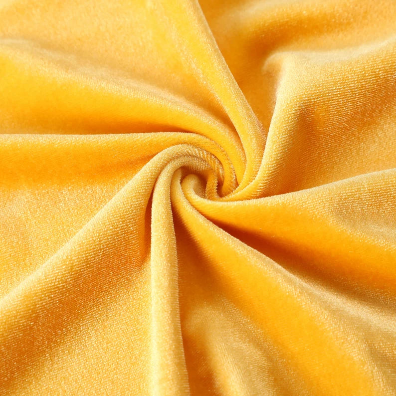 Plain Velvet Fabric Mango Yellow Color (SV-08) 60 Inch Width