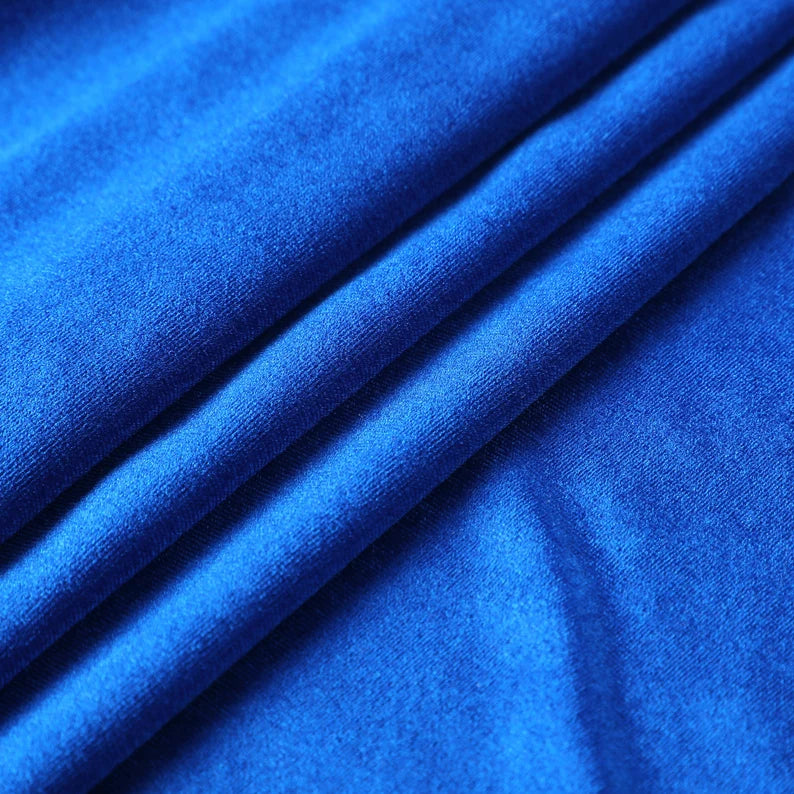 Plain Velvet Fabric Blue Color (SV-07) 60 Inch Width