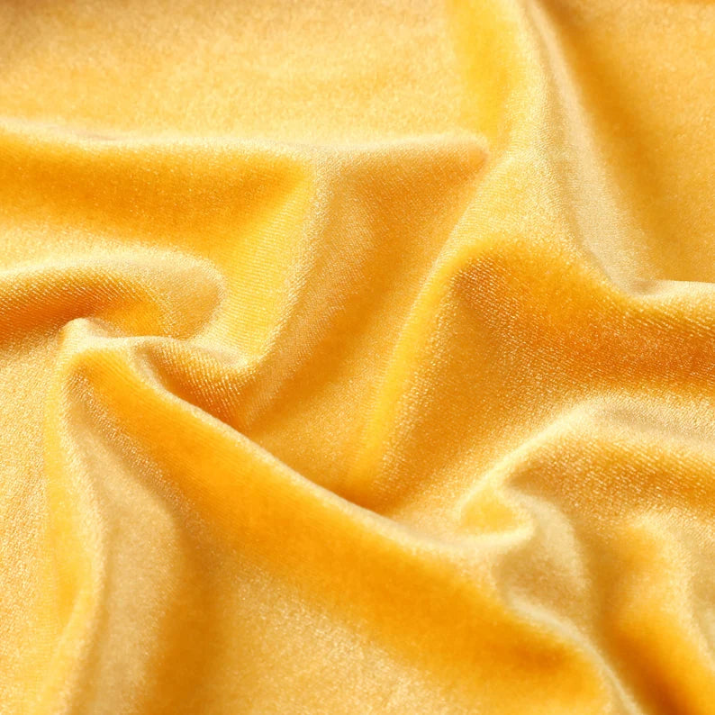 Plain Velvet Fabric Mango Yellow Color (SV-08) 60 Inch Width