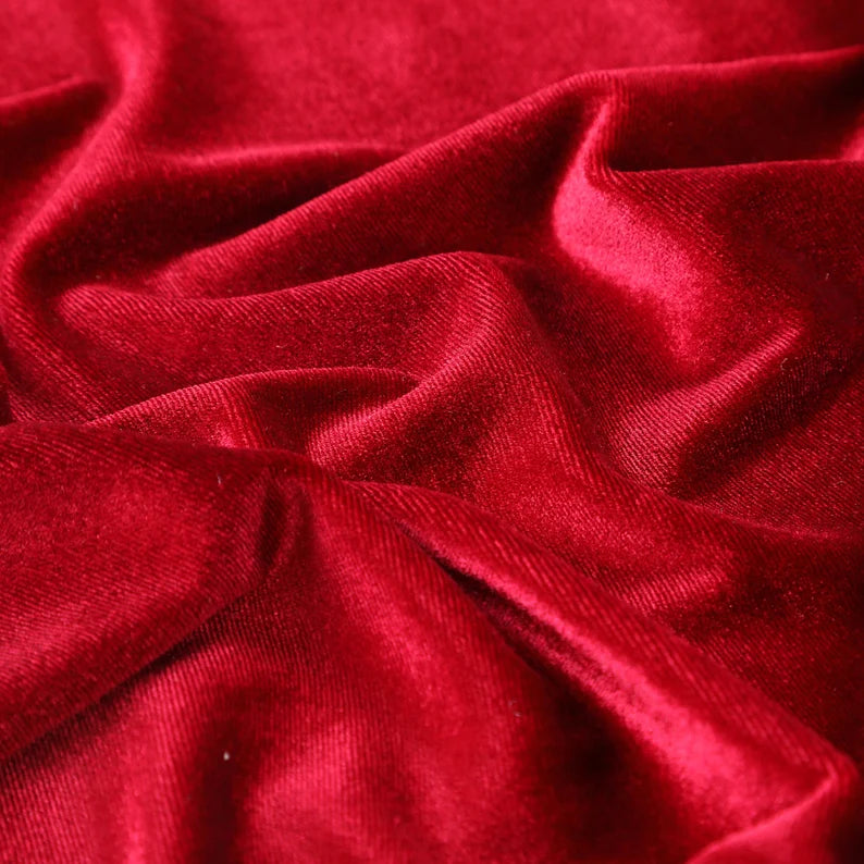 Plain Velvet Fabric Red Color (SV-14) 60 Inch Width