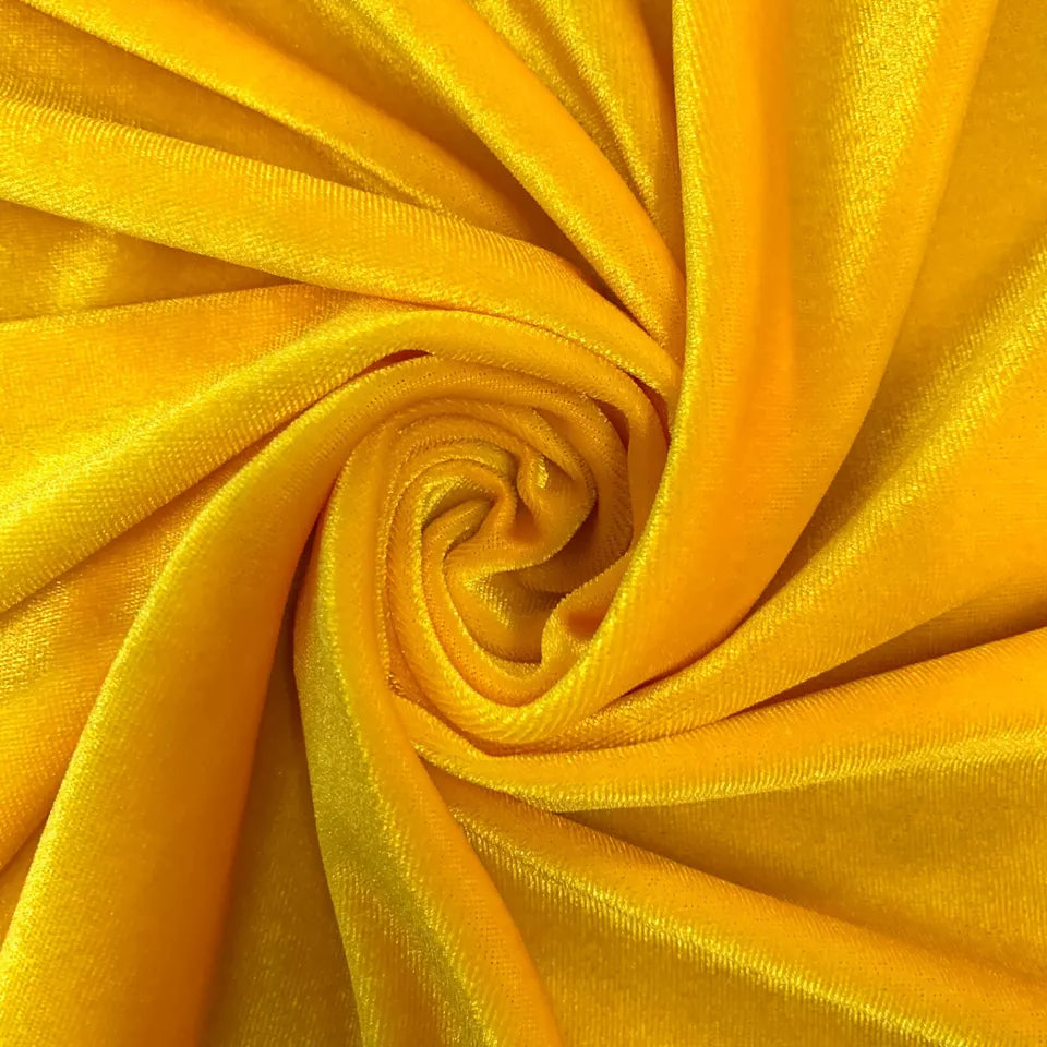 Plain Velvet Fabric Mango Yellow Color (SV-08) 60 Inch Width