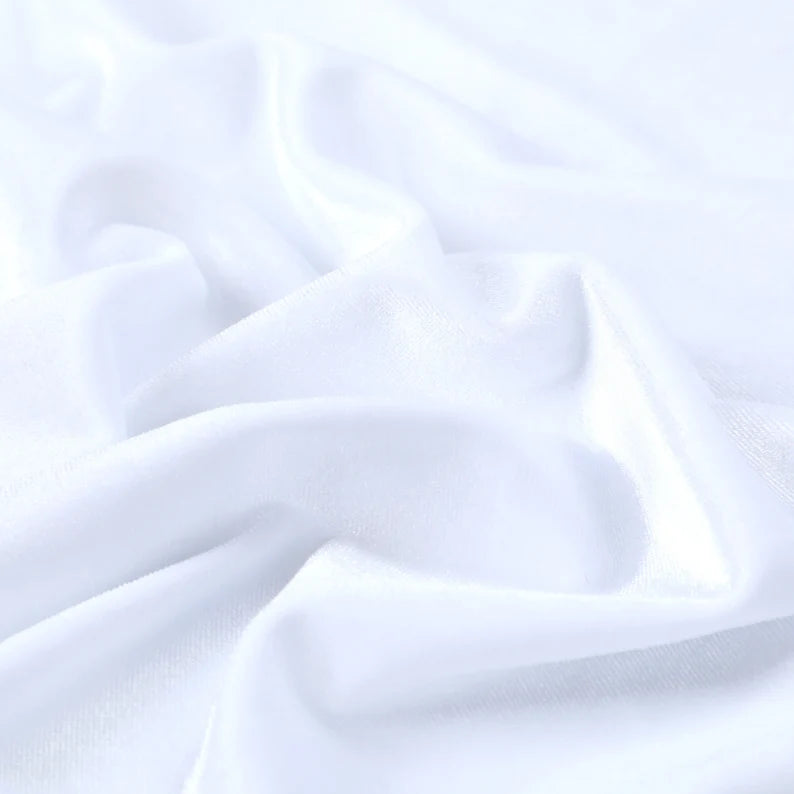 Plain Velvet Fabric Super White Color (SV-01) 60 Inch Width